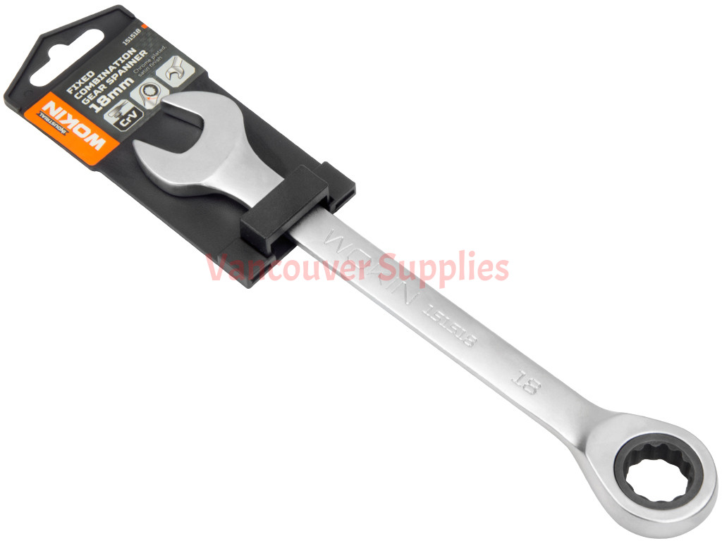 18mm Metric Chromed Ratchet Gear Spanner Fixed Head Combination